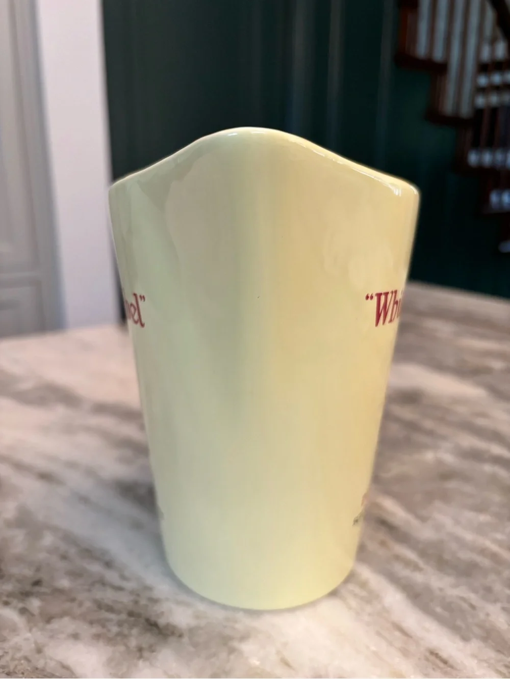 Dewar’s White Label Scotch Whisky yellow ceramic 7” pitcher